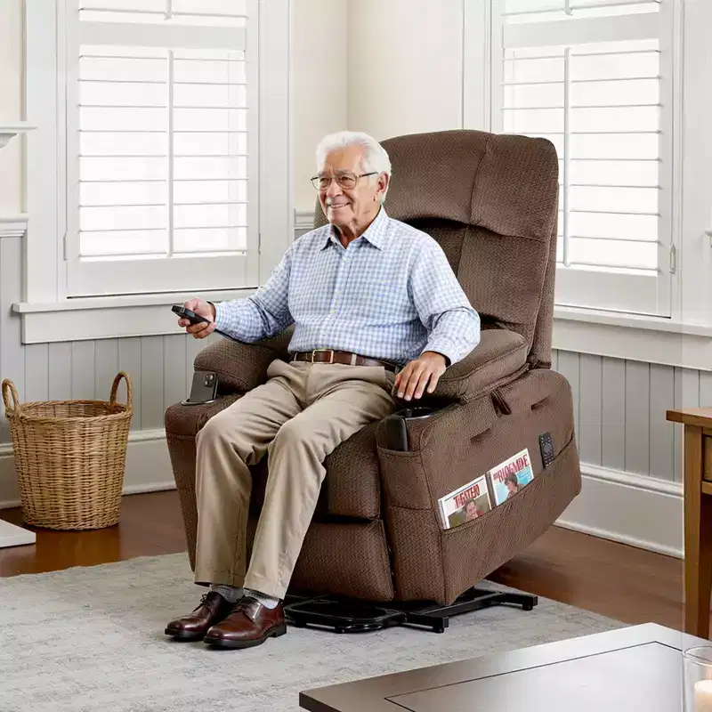 Power Lift Recliner Chair, Dual Motor, Electric Lift Chair with Heat and Massage, Infinite Position, Brown