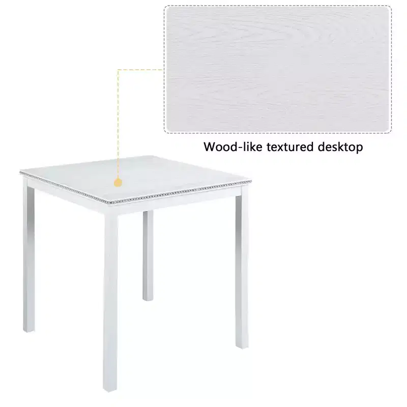 MAYEERTY Wooden Square Counter Height Dining Table, White Kitchen Table for Small Space for 4