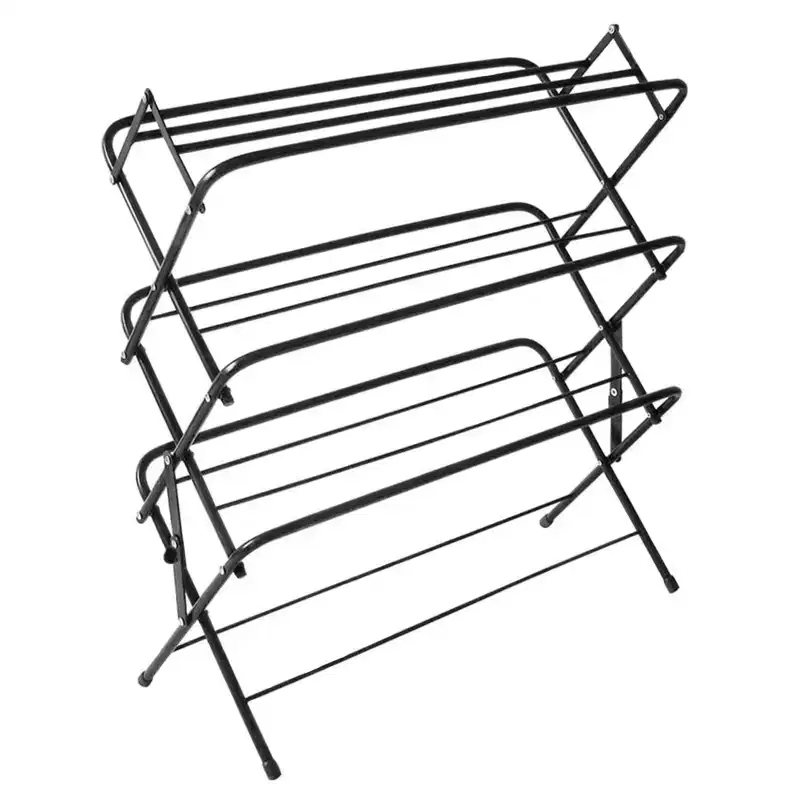 4-Tier Foldable Metal Shoe Rack - Holds 9-12 Pairs, Matte Black, No Assembly Required