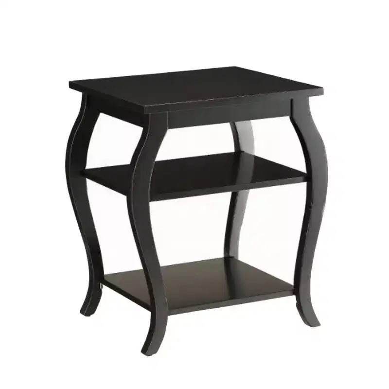 Reversible End Table with Two Lower Shelves and Cabriole Legs