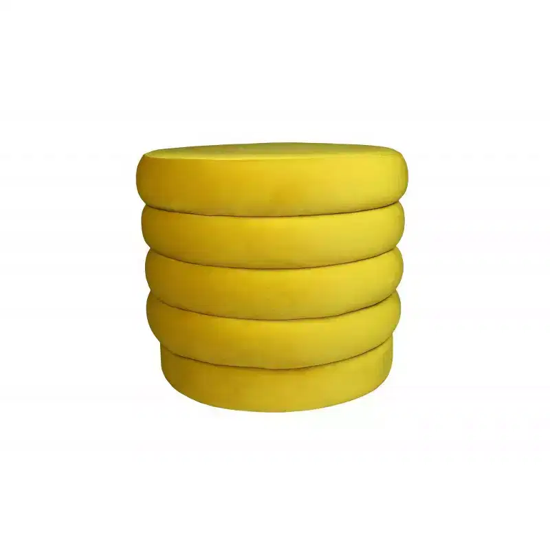 21 Yellow Velvet Tufted Round Cocktail Ottoman