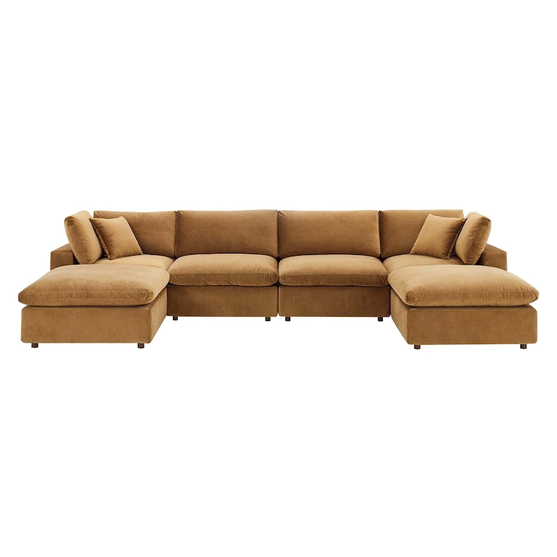 Commix Down Filled Overstuffed Velvet 6-Piece Sectional Sofa
