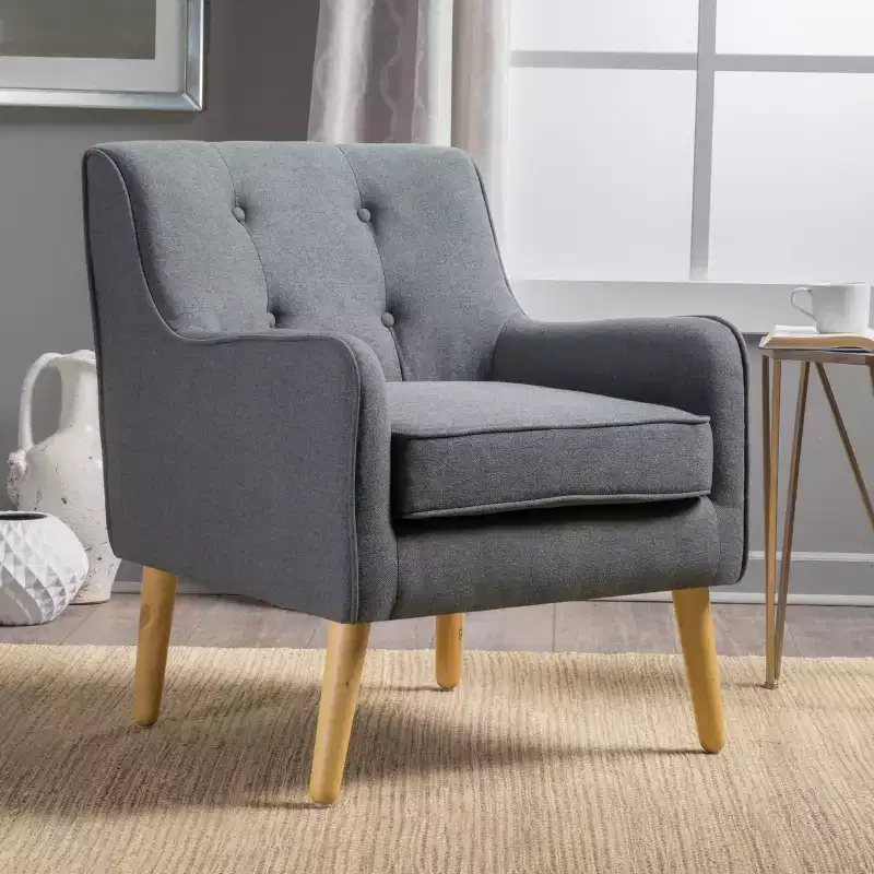 Christopher Knight Home Calix Mid-Century Modern Button Tufted Upholstered Accent Chair