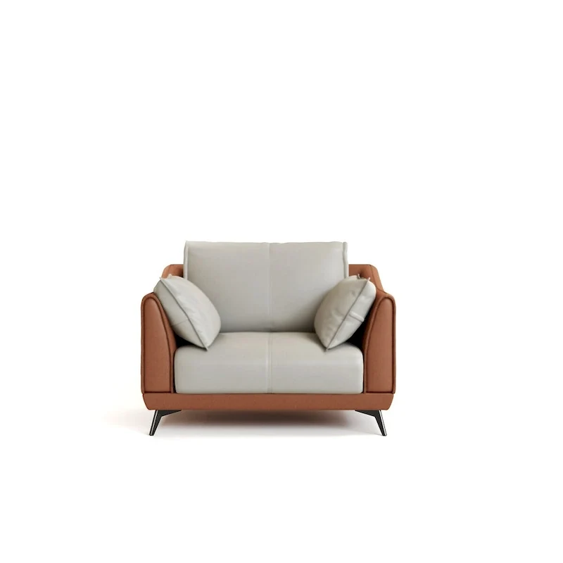 Orange Faux Leather Accent Chair with Black Legs, Single Seat