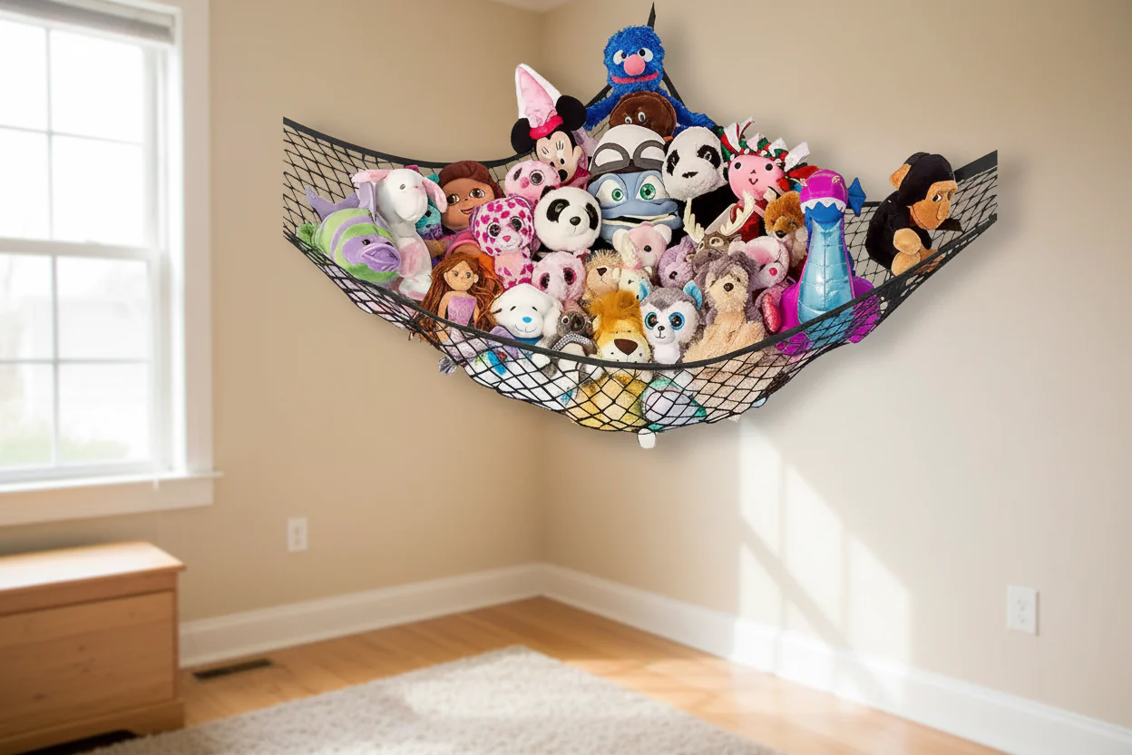 Standard Size 2 Pack Stuffed Animal Net Hammock, Corner Hanging Toy Storage Organizer