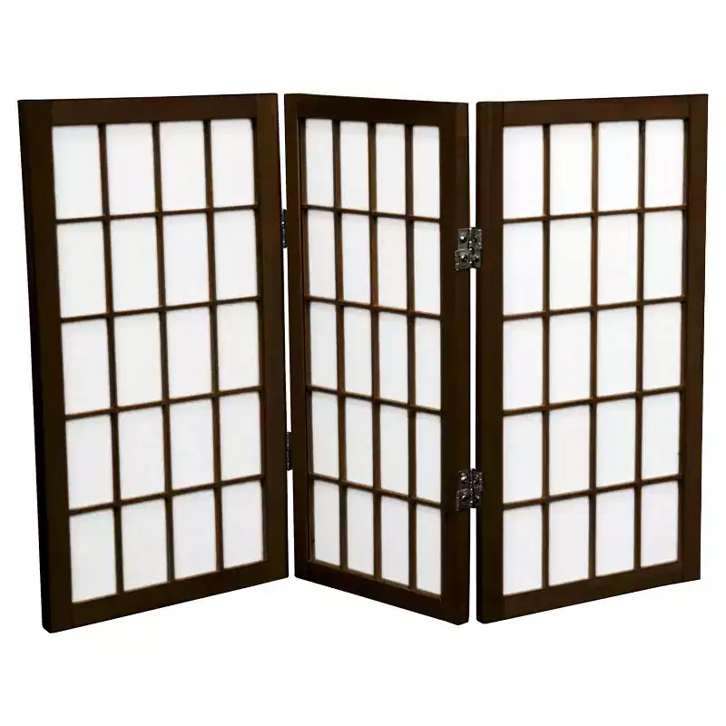 Oriental Furniture 2' Tall 3 Panels Desktop Window Pane Shoji Screen