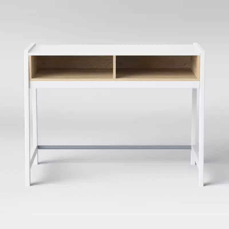 Kids' Writing Desk White 2 Open Cubbies FSC Certified