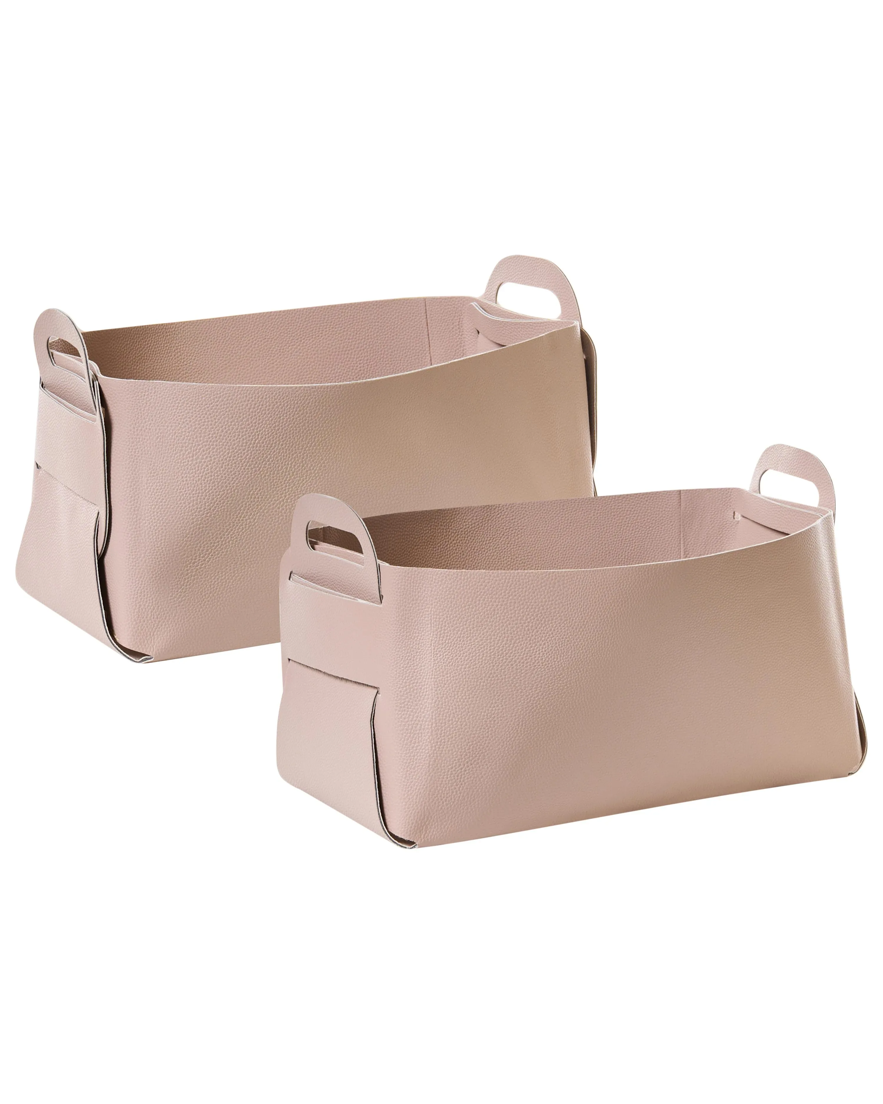 Set di 2 cestini Pelle sintetica Rosa pastello