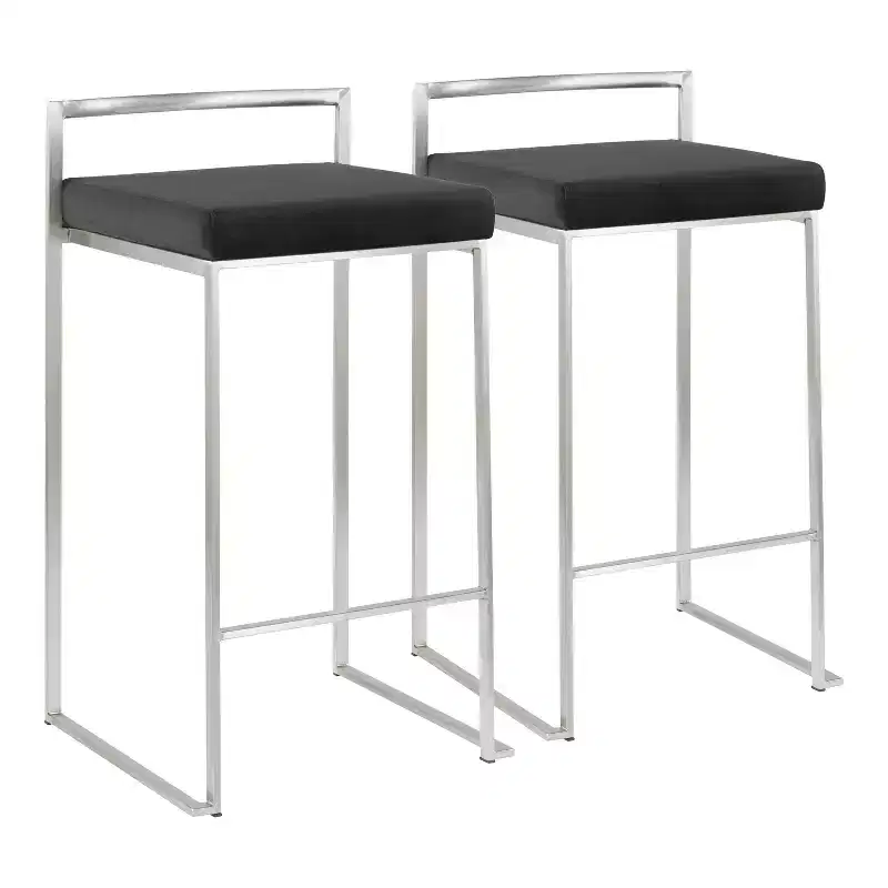 Set of 2 Fuji Contemporary Stackable Barstools