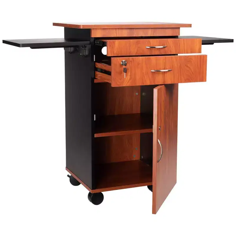 Multimedia Lecture Podium Cart Cherry/Black - Hampden Furnishings