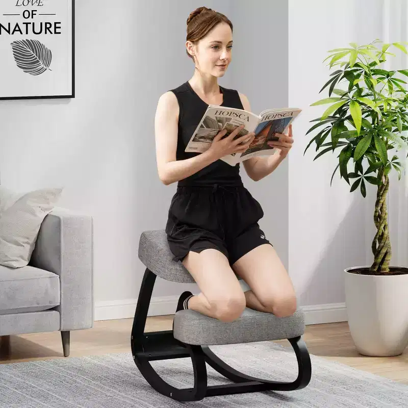 Rocking Kneeling Chair Ergonomic Posture Correcting Back Pain Padded Cushion