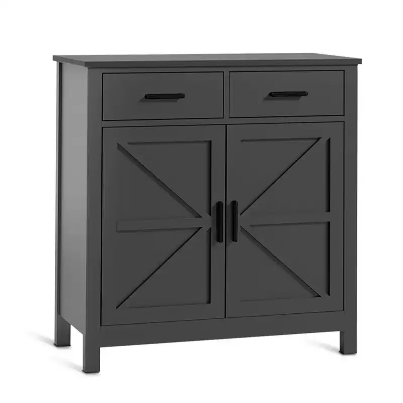 Farmhouse Buffet Cabinet, Kitchen Storage Cabinet, Coffee Bar Cabinet for Kitchen, Dining Room, Living Room, Black