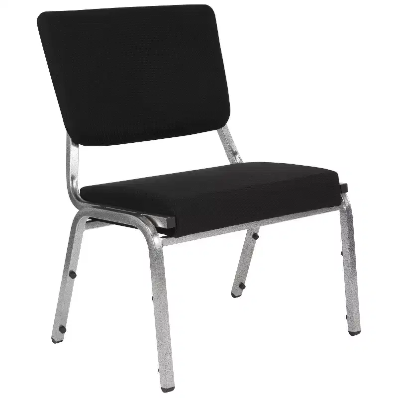 Black Armless Bariatric Chair, Single Seat, Stackable