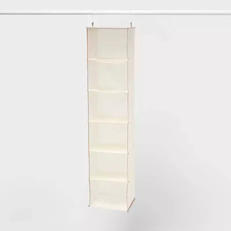 6-tier hanging wardrobe storage rack, brown