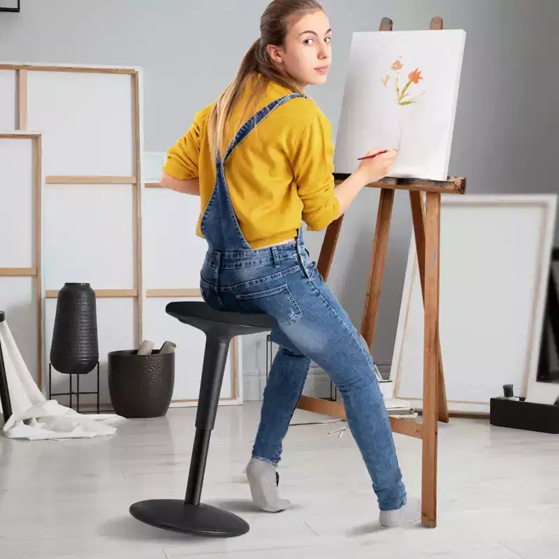 VEVOR Wobble Chair,Height-Adjustable (21.7-28.3) Active Chair,Flexible Seating Wobble Stool Made of Iron Improves Focus & Posture, Age 12-18, Black