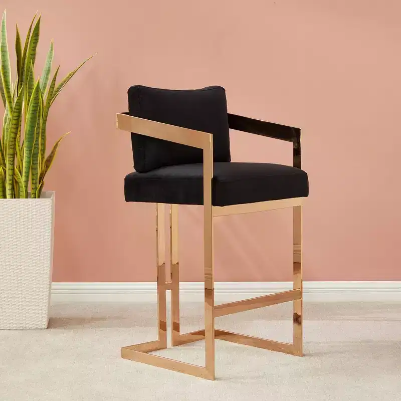 Taraji Velvet Barstool - Giotto Black