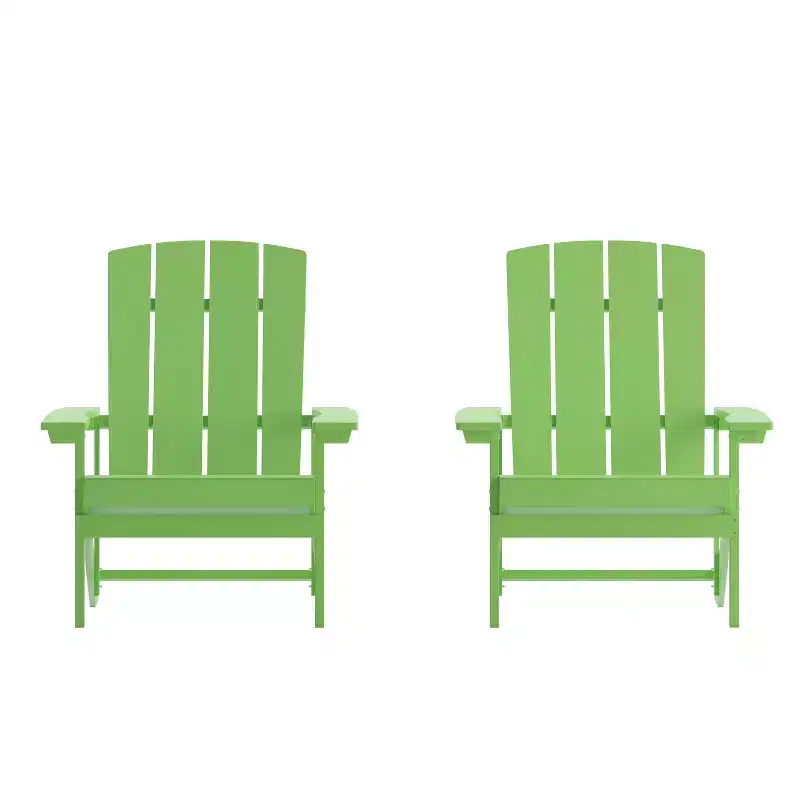 Emma and Oliver 2 Pack Outdoor All-Weather Poly Resin Wood Adirondack Chairs