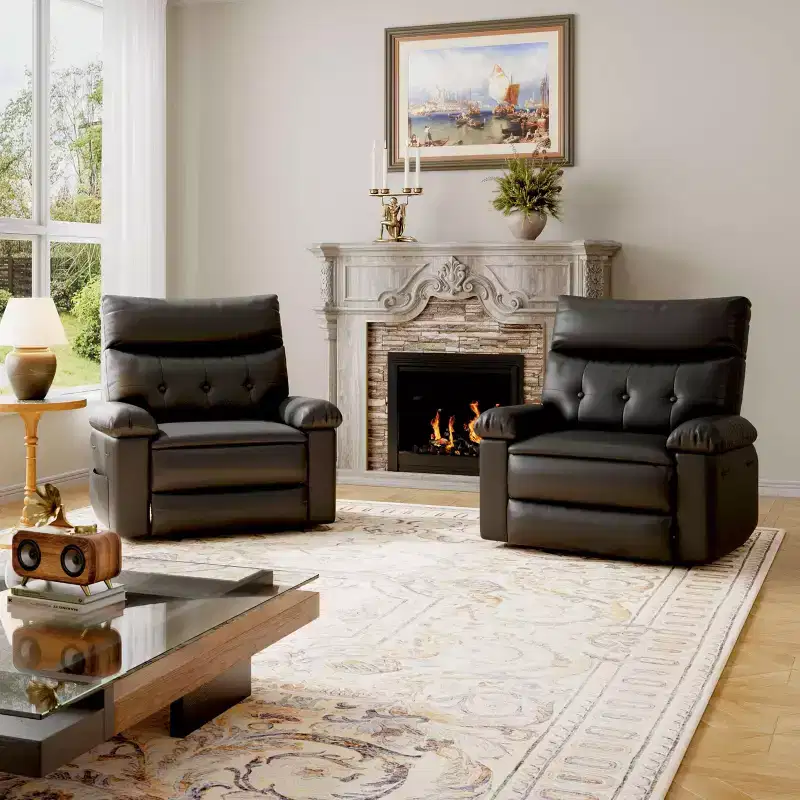 Oversized Recliner Chair - Faux PU Leather Large Manual Recliner for Adults, Exceptional Comfort Lazy Chair