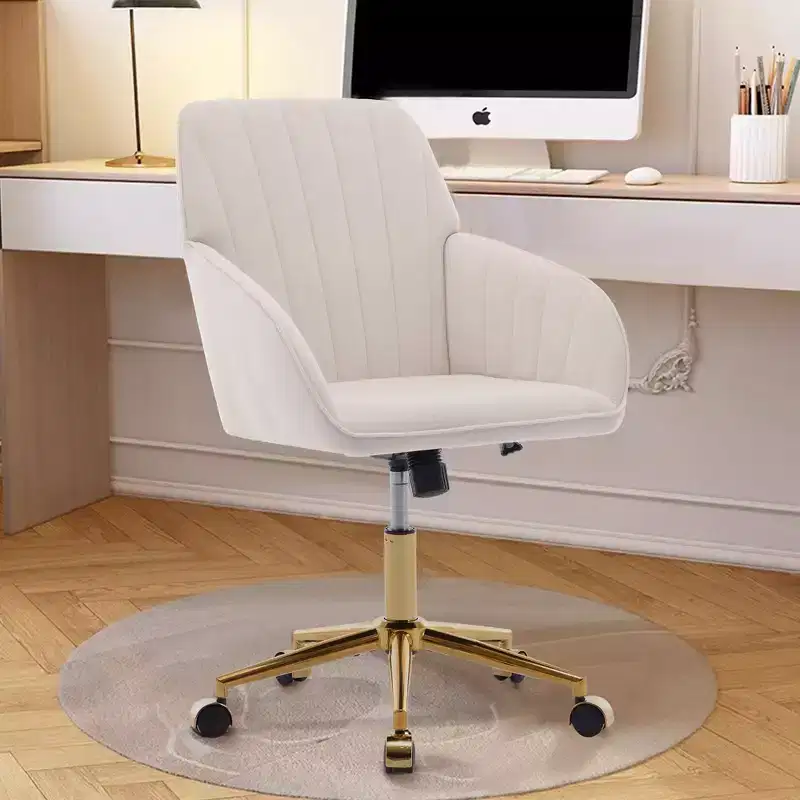 Okak Modern Ergonomic Adjustable Home Office Desk Chair with Wheels,Velvet Swivel Task Chair for Office,Study,Studio