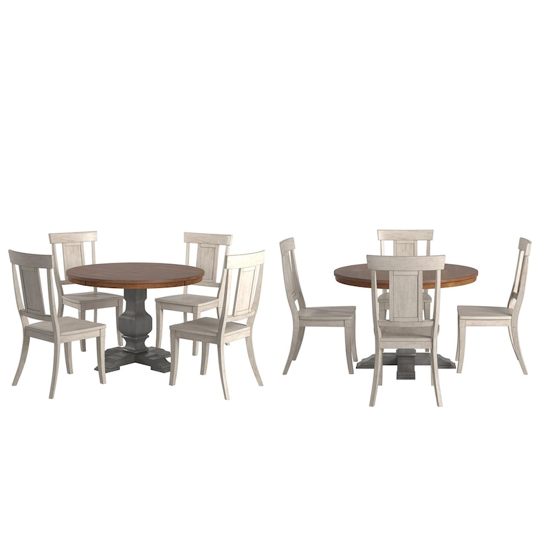 Ronda 45 Round Solid Wood Top Dining Set with Panel Back Chairs