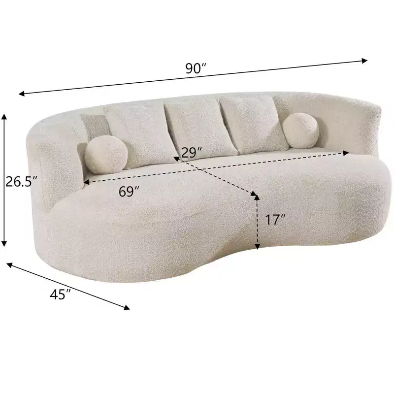 Christopher Knight Home Grazia 90'' Modern Curved Boucle Upholstered 3-Seater Sofa