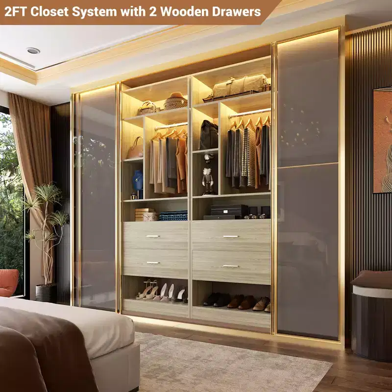 Closet System with 2 Wood Drawers