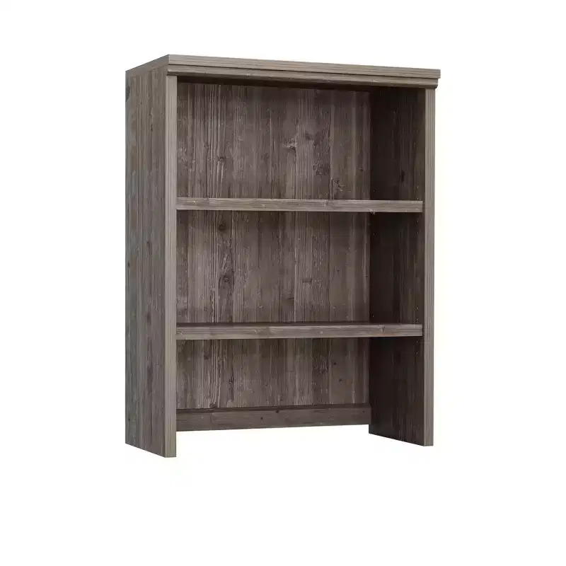 Sauder Aspen Post Hutch Top Pebble Pine: Modern Farmhouse Office Cabinet, MDF Frame, 2 Fixed Shelves, 25 lb Capacity