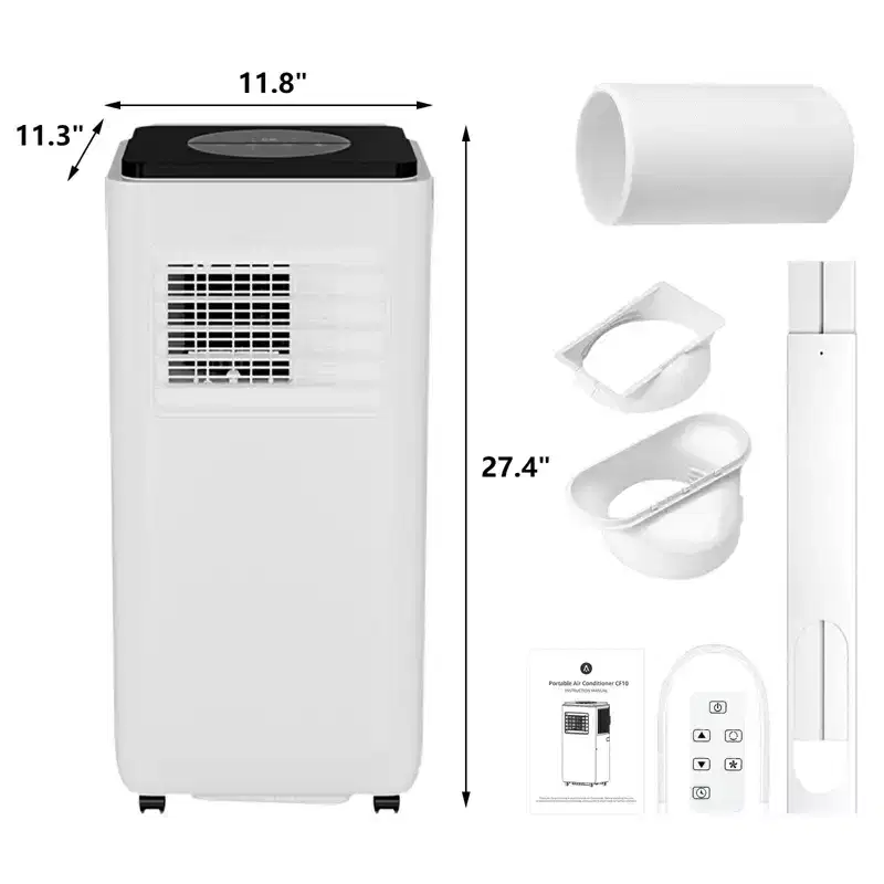 GustoWave 10000 BTU Portable Air Conditioner for Room up to 450 Sq. Ft. with 24H Timer, Sleep Mode, Black Top