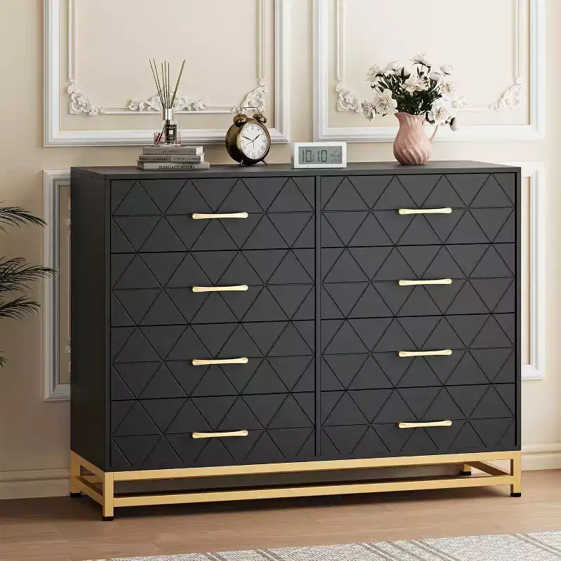 Modern Dresser for Bedroom with 8 Drawer, TV Stand Dressers Chest of Drawers for Living Room Hallway Entryway