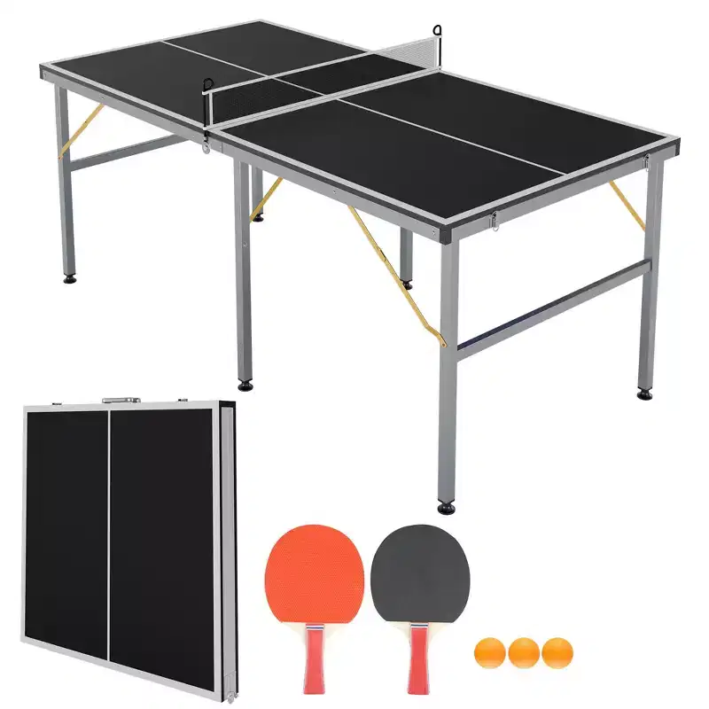 Portable Ping Pong Table,6X3 ft Professional Indoor/Outdoor Table Tennis Tables Game with Net for Adults/Teens,2 Tennis Paddles and 3 Balls