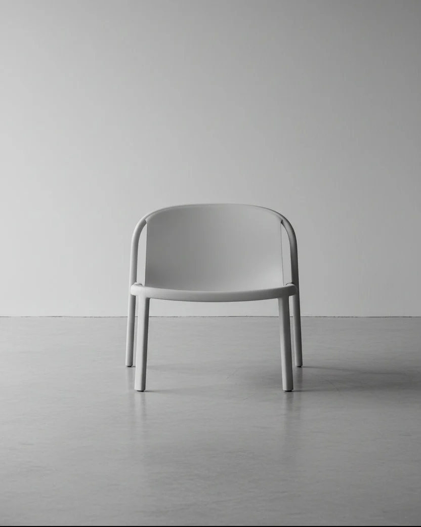 Modern White Recycled Plastic Stacking Chair with Curved Back for Living Room