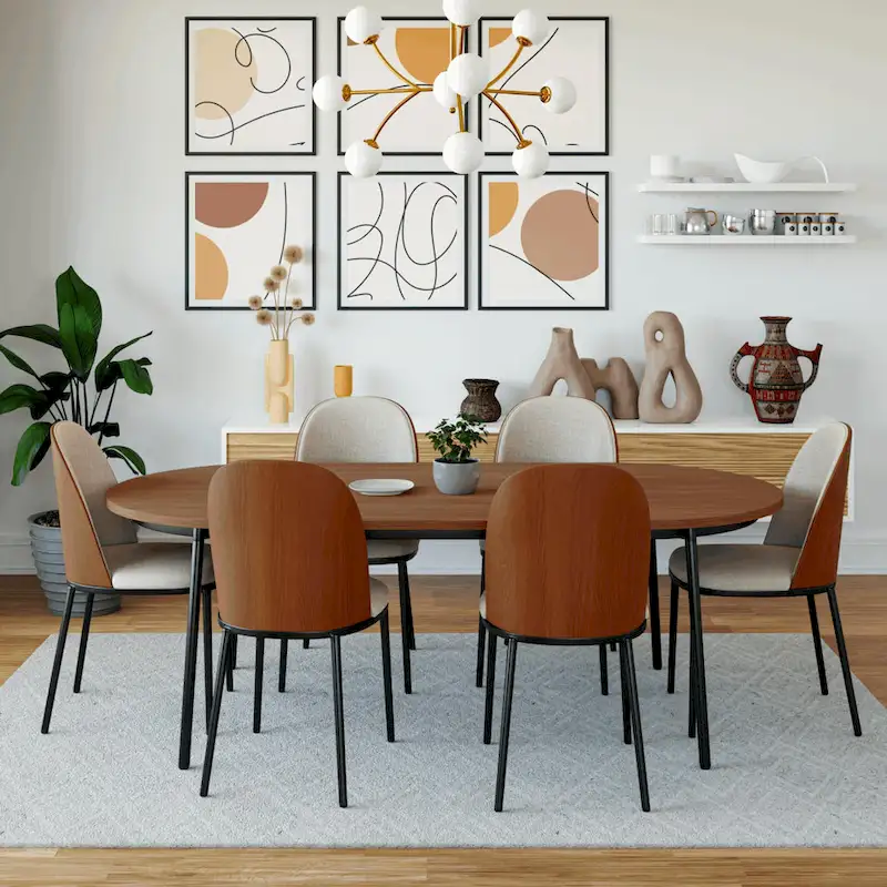LeisureMod Tule Dining Side Chair with Upholstered Seat and Back
