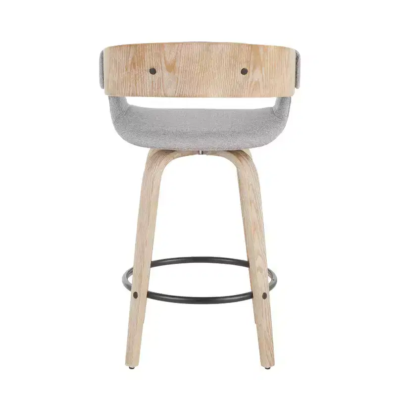 Set of 2 Upholstered Counter Height Barstools Gray/White Wash