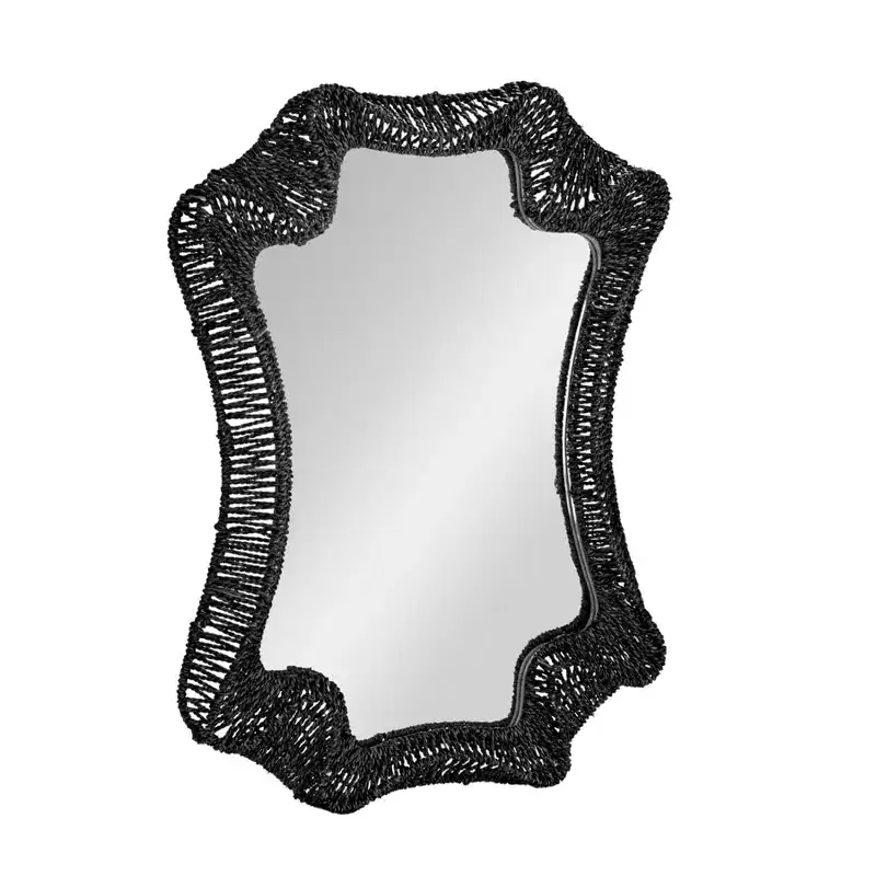Storied Home Decorative Handwoven Cattail Wall Mirror