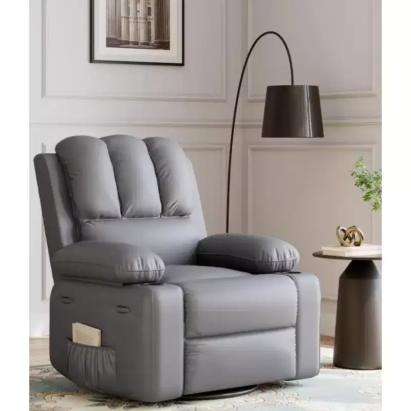 Oversized Recliner with Heat & Massage - 360 Swivel Lazy Chair for Adults, Manual Rocking with Remote, for Living Rooms, Bedrooms