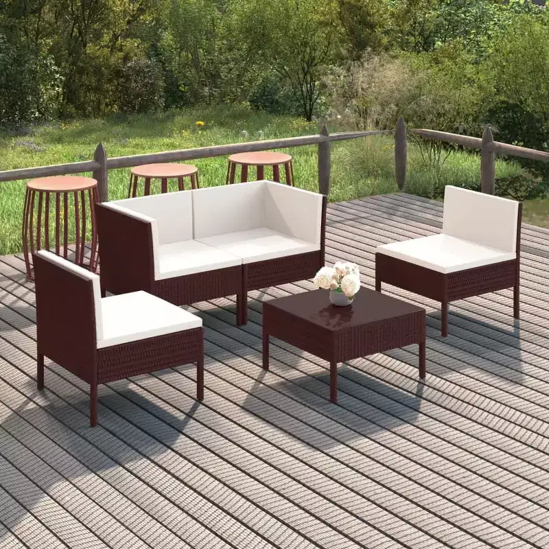 vidaXL Garden Lounge Set Brown PE rattan Medium Modular