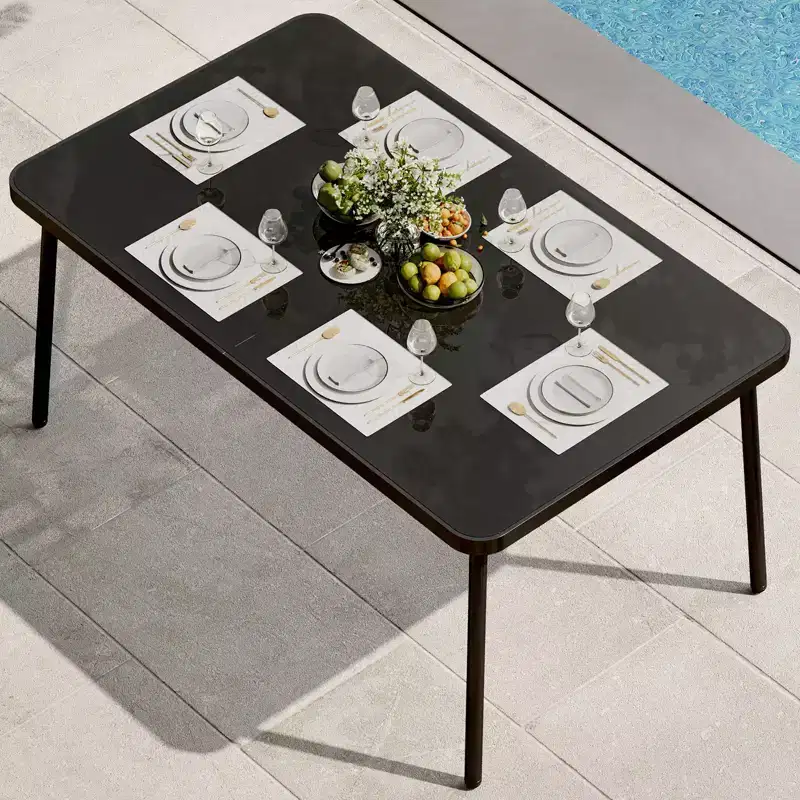 GustoWave 59 Tempered Glass Patio Dining Table