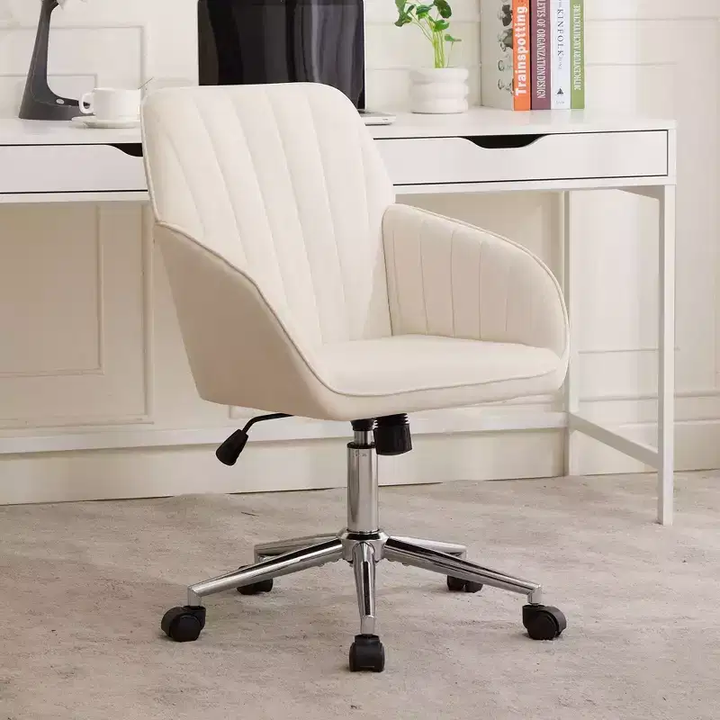 Okak Ergonomic Office Chair with Adjustable Height, Mid Back Desk Chair, Upholstered Swivel Chair for Office, Study