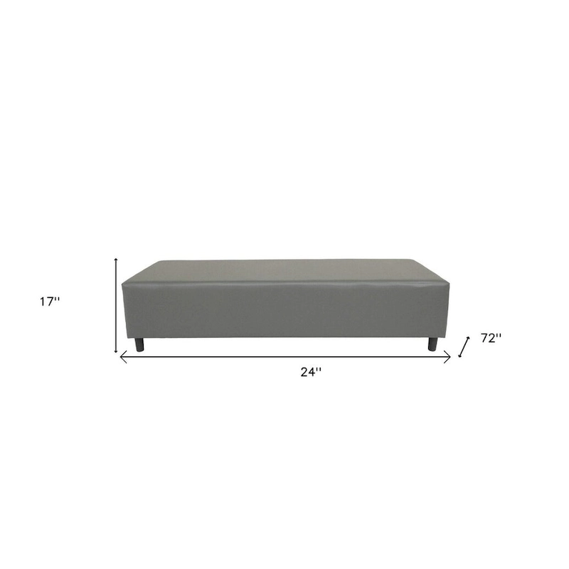 HomeRoots 72 Gray and Black Upholstered Genuine Leather Bench - 72