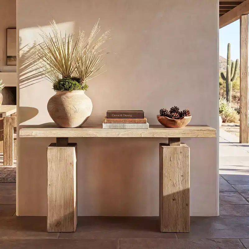 Calder 45 Solid Reclaimed Elm Plinth Console Table