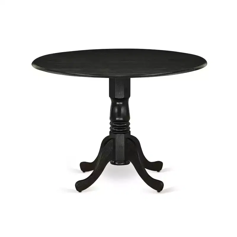 HomeStock Belmont 5-Pc Round Dining Set Included a Kitchen Table & 4 Parson Chairs, Wirebrushed Black Finish