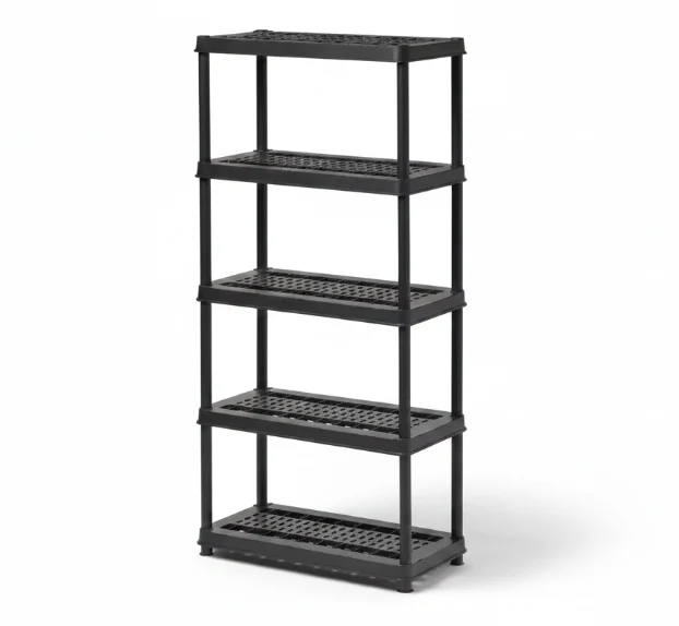 5 Tier Plastic Shelf Unit Black - ™: Utility Storage Shelving, 5 Open Shelves, 150 lb Capacity, 73.5" Height