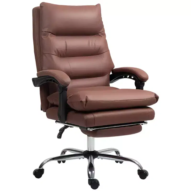 Microfibre Massage Office Chair, Heated Reclining Chair with Footrest, Double-tier Padding, Swivel Wheels