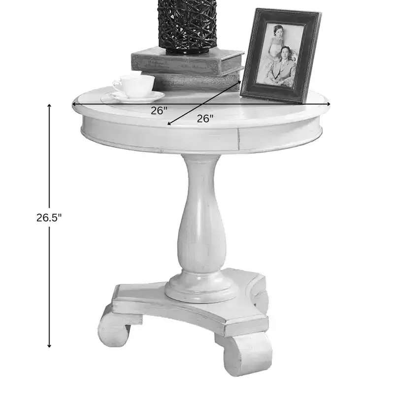 Round Wood Pedestal Side Table, Teal