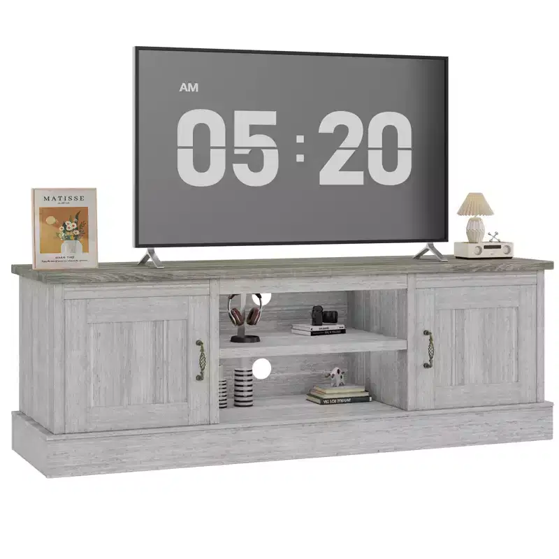 Modern TV Stand for 65-Inch TVs, Rustic Wood Entertainment Center with Spacious Storage Cabinets, Media Console Table for Living Room & Office