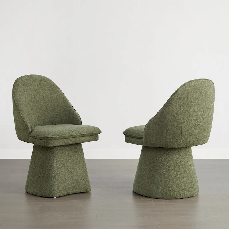Darah Upholstered Swivel Armless Dining Chair Double-layered Cushions
