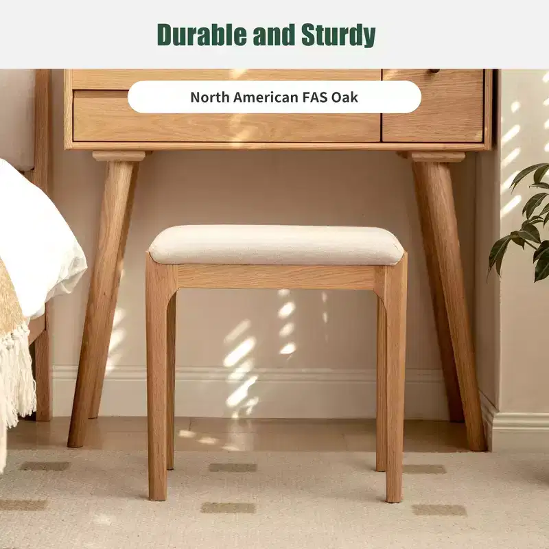 GDFStudio Ernest Modern Solid Wood Upholstered Vanity Stool