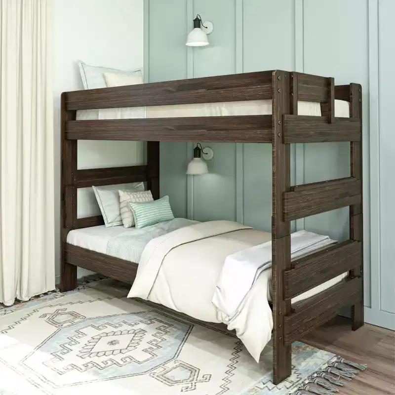 Max & Lily Twin over Twin Bunk Bed, Farmhouse Solid Wood Bunk Beds for Kids