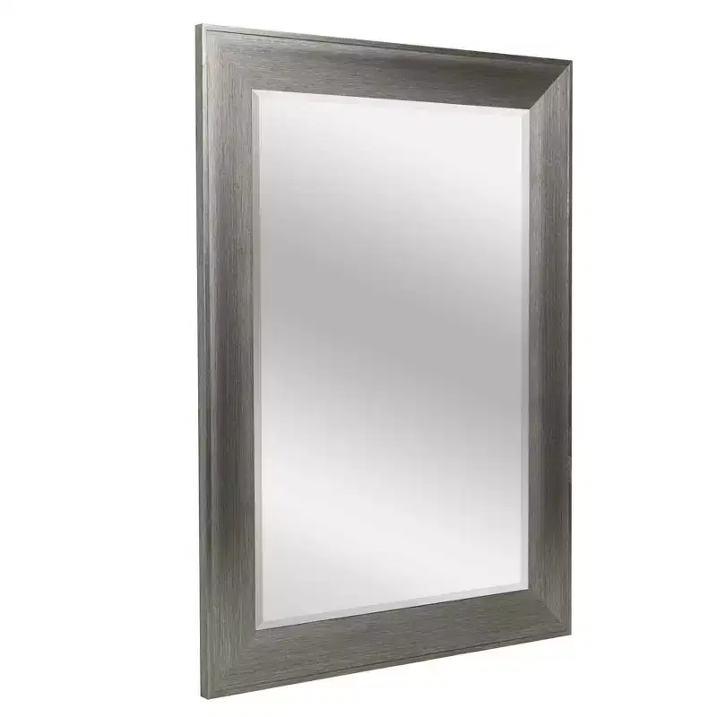 29.5" x 35.5" Metallic Raised Lip Frame Mirror Gray - Head West: Modern Rectangle, Beveled Glass, Wall Mount