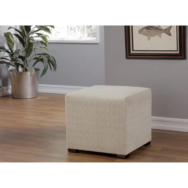 Transitional Square Button Tufted Ottoman